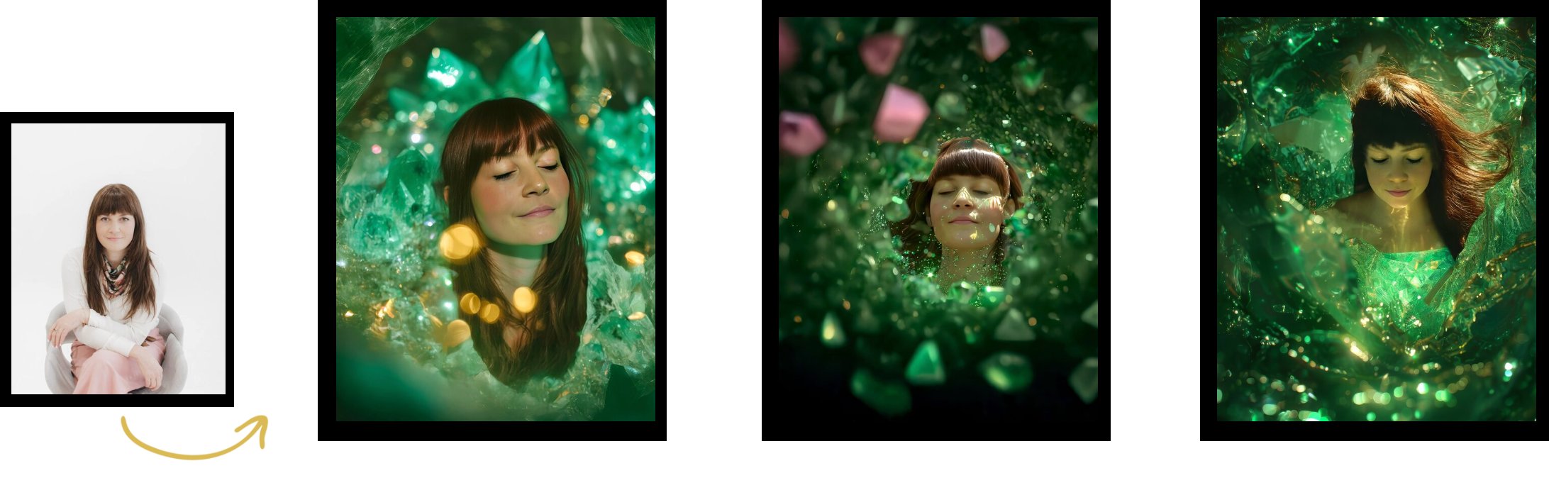 AI brand portrait transformation — before and after