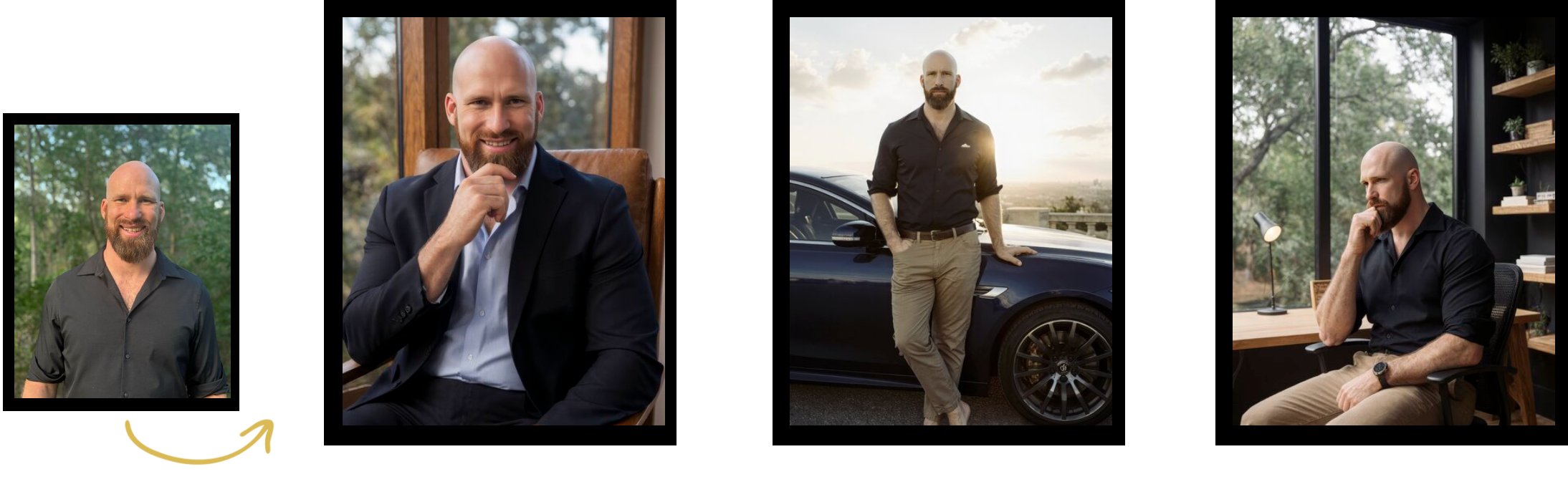 Before and after AI brand portraits — executive coach